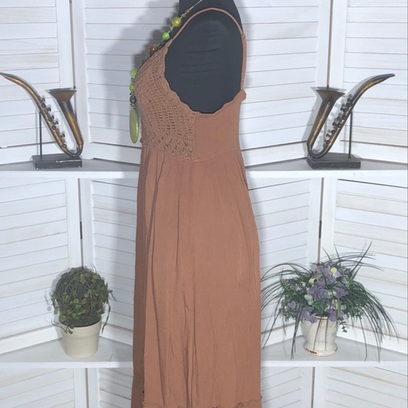 Vintage Y2K Crochet Midi Sundress Brown Size Medium - Picture 4 of 9